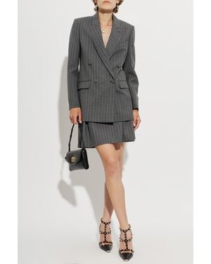 Valentino Garavani Double-Breasted Pinstripe Blazer - Gray