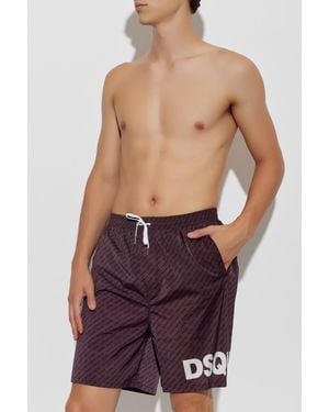 DSquared² Monogram Swim Shorts - Purple