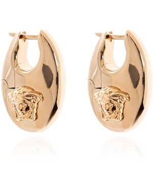 Versace Earrings With Logo - Natural