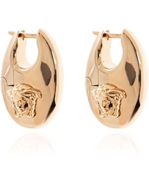 Versace Earrings With Logo - Natural