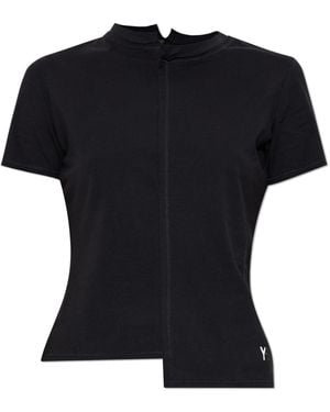 Y-3 Asymmetrical Cut T-Shirt - Black