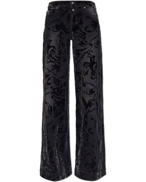 Versace Jeans Couture Jeans With A Velvet Pattern - Black