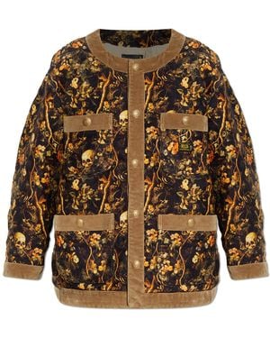 R13 Jacket With Floral Motif - Brown