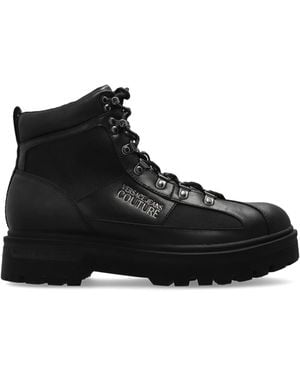Versace Jeans Couture Trapper Boots With Printed Logo - Black