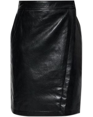 Anine Bing Skirt With Leather Trim - Black