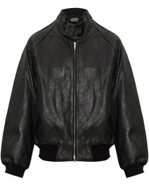 Studio Nicholson Leather Jacket 'Over' - Black