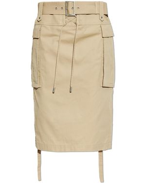 McQueen Skirt With Slit - Natural