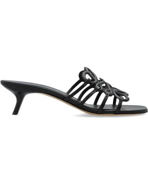 Loewe Leather Heeled Mules 'Petal Anagram' - White