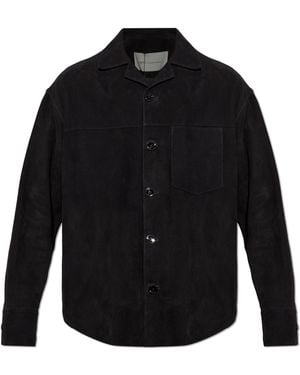 Ami Paris Suede Shirt With Long Sleeves - Black
