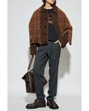 Burberry Wool Jacket 'Foxhill' With Scarf - Brown