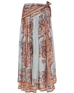 Zimmermann Silk Skirt With Decorative Tie - White