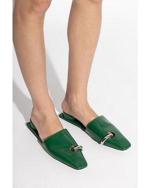 Tory Burch Leather Heeled Mules "Pierced" - Green