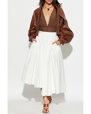 Zimmermann Leather Jacket With A Stand-Up Collar - White