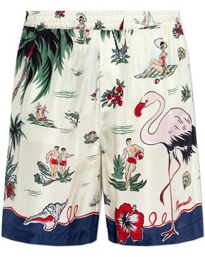 DSquared² Silk Shorts With Print - White