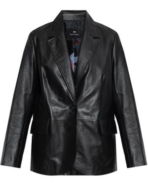 Paul Smith Leather Blazer - Black