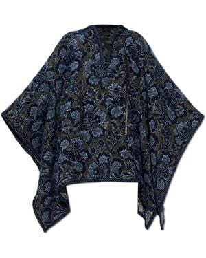 Etro Poncho With Floral Motif - Blue