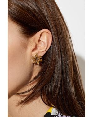 Marni Earrings With Shimmering Crystals - Brown