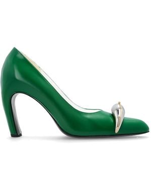 Tory Burch Leather Heeled Shoes "Pierced" - Green