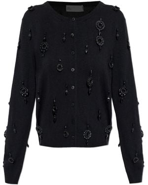Tory Burch Cardigan With Appliqués - Black