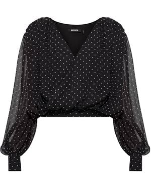 ROTATE BIRGER CHRISTENSEN V-Neck Top - Black