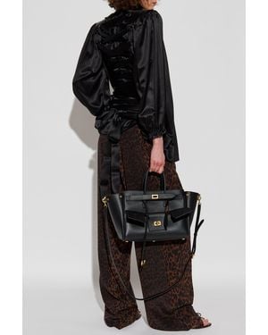 Balenciaga Silk Shirt With Decorative Tie - Black