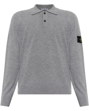 Stone Island Wool Polo Jumper - Grey