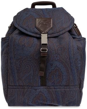 Etro Backpack With 'Paisley' Motif - Blue
