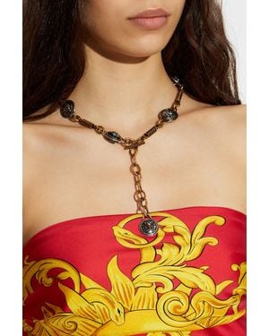 Versace Brass Necklace - Red