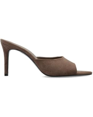 Black Suede Studio Suede Heeled Mules 'Belle' - Brown