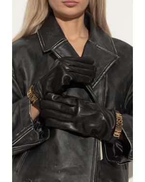 Moschino Leather Gloves - Black