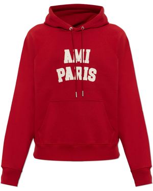 Ami Paris Cotton Sweatshirt With Appliquéd Logo - Red