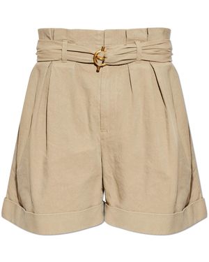 Balmain Shorts With Belt - Natural