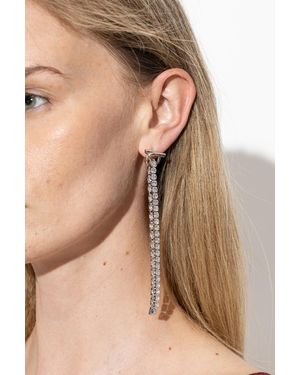 Ferragamo Long Earrings With Shimmering Crystals - Natural