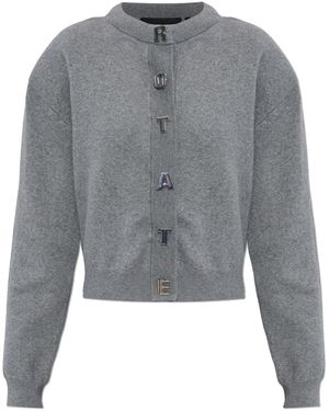 ROTATE BIRGER CHRISTENSEN Wool Cardigan With Logo - Grey