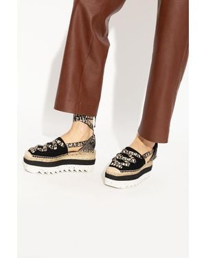 Stella McCartney Gaia Platform Logo Espadrilles - Black