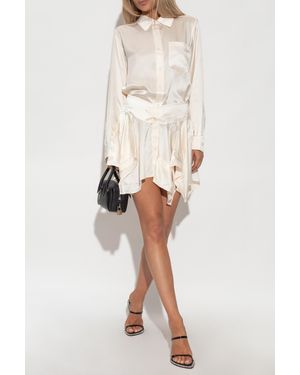 T By Alexander Wang Silk Dress With Asymmetrical Hem - Natural