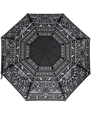 Moschino Folding Umbrella With Logo - Gray