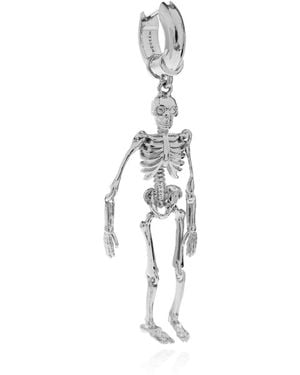 McQueen Single Earring With Skeleton Motif - White
