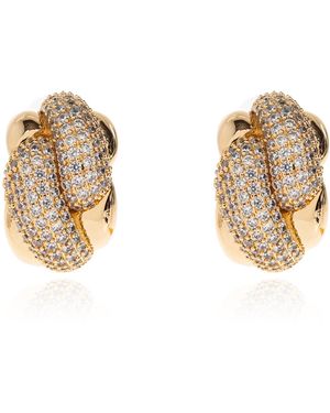 Self-Portrait Earrings With Shimmering Crystals - Natural