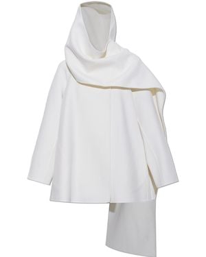 Alaïa Hooded Wool Coat - White