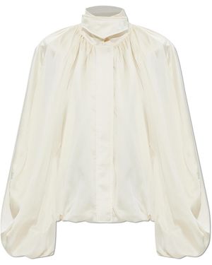 ROTATE BIRGER CHRISTENSEN Satin Jacket With Draping - White