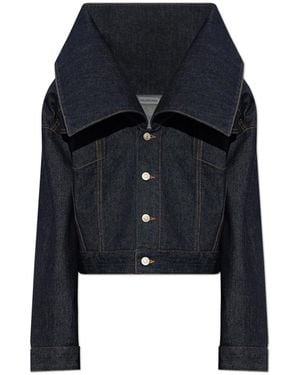Balenciaga Denim Jacket With A High Collar - Black