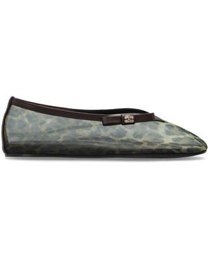 Ganni Transparent Ballerinas With Animal Motif - Black