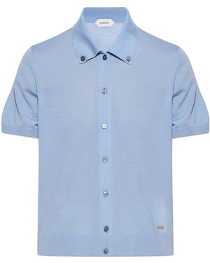 Versace Wool Cardigan With Short Sleeves - Blue