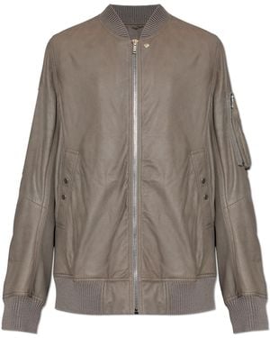 Rick Owens Leather 'Bomber' Jacket - Brown