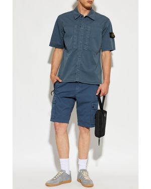 Stone Island Shorts With Logo Patch - Blue
