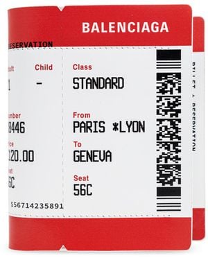 Balenciaga Leather Wallet With Print - Red