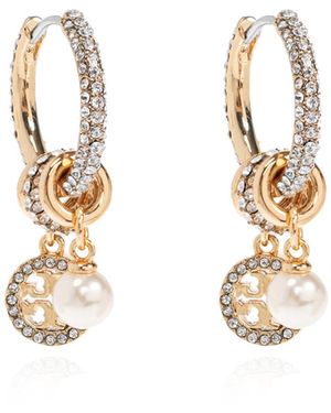 Tory Burch Earrings With Shimmering Crystals - White