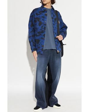 A Bathing Ape Denim Shirt With Logo - Blue