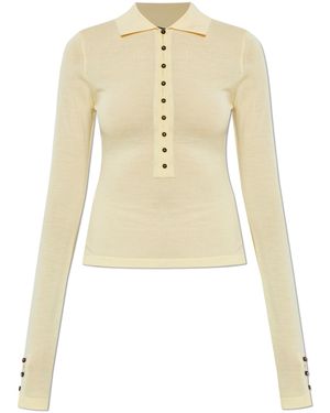 Jacquemus 'Merino Ml' Wool Polo Jumper - Natural